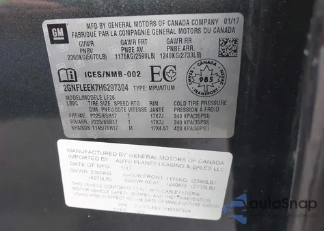 2017 Chevrolet Equinox Ls from USA, damaged, VIN 2GNFLEEK7H6297304